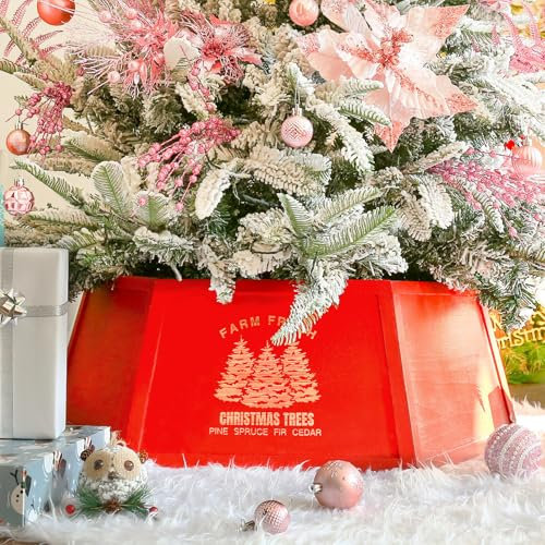 Joyhalo Collar de árbol de Navidad, collar de falda de árbol de 30.7 pulgadas para árbol de lápiz, collar plegable de madera tejida para árbol de Navidad, anillo de árbol de Navidad, cubierta de base