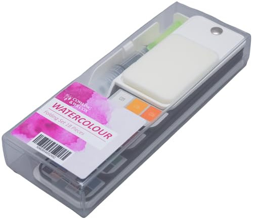 Cowling & Wilcox 18pc Folding Watercolour Set | Unique Fan Design | Includes Brush, Palette & Sponge