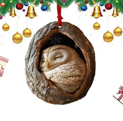 Weihnachtsbaum-Eule – Weihnachtsornament mit Tiermuster, Weihnachtsbaumschmuck für Tierliebhaber, Tier-Weihnachtsschmuck, Eulenornamente für Weihnachtsbaum-Waldschmuck, Weihnachtsdeko-Geschenk