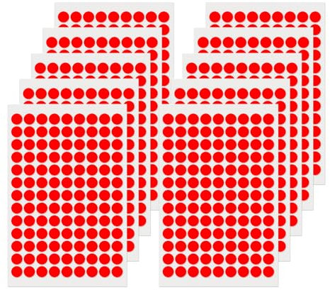 FINDAT Klebepunkt Etiketten 13 mm Rund Kleine Wasserfeste Markierungspunkte Selbstklebende Aufkleber zum Beschriften für Büro Haus Schule DIY 1170 Stück Rot