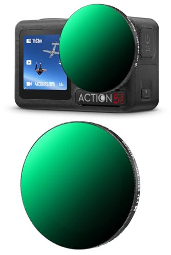 K&F Concept Push in Variable ND32-512 Filter Kompatibel mit DJI Osmo Action 5 Pro, Neutraldichte Zubehör Light Reduction Filter für Osmo Action 4/3, Multicoated HD Optical Glass Action Kamera Zubehör