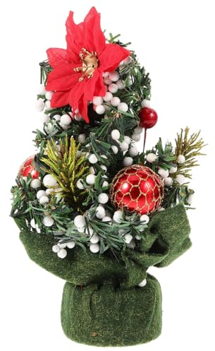 Gatuida Paquete de Mini Árbol de Navidad de Escritorio Decoración de Mesa para Fiesta de Navidad Color Dorado y Rojo Material de Lona