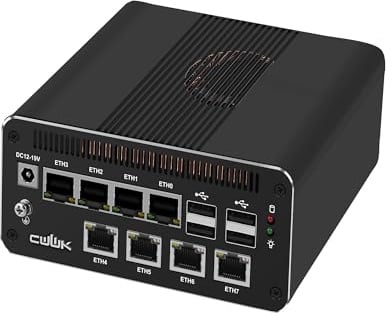 CWWK AI Mini PC Core Ultra 7 155H Firewall Appliance, 8 Port 2.5GbE LAN Mini Computer, F28 Linux Server Micro PC, OPNsense, DDR5 NO RAM/SSD/OS, PCIe4.0 x4 NVMe, USB4(40Gbps), HD/DP