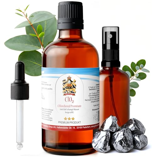 CDL Chlordioxidlösung <0,3 – 100ml Braunglas mit Pipette – Stabilisierte Chlorine Dioxide Solution – CDS CDL Wasseraufbereitung – Chlordioxid <0,3 – Laborgeprüft – Made in Germany