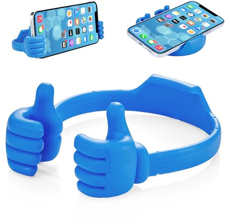 KixMalkinly Thumbs Up Lazy Phone Stand Gift for Teens Girls Boys Silicone Desk Phone Holder Universal Mobile Stand Compatible with iPhone iPad Samsung Devices Flexible Funny Desktop Holder-Blue