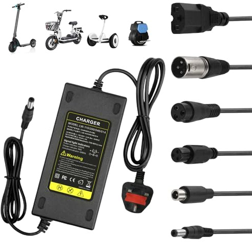 KUWUNG 24V 5A Scooter Charger, 3 Pin Male XLR Connector Battery Charger for Electric Wheelchair, Mobility Scooter, Motorcycle, EBike, Lawn Mower, Pride Mobility, Jazzy Power Chair (6 Plug Shapes)