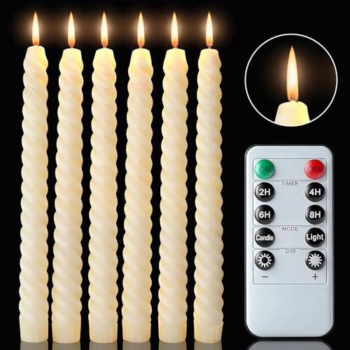 HOUSN Candele Led,6 Pezzi Candele Led Senza Fiamma,Candle Coniche A Batteria Con Batteria E Telecomando,Luce Calda,Per Decorazioni Natale, Matrimonio E Feste