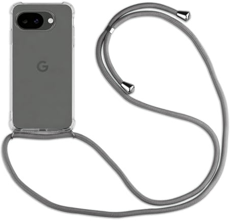betterfon Handykette für Google Pixel 10a - Huelle mit Kordel zum Umhaengen, Transparentes Silikon Case mit Band, Schutzhülle verstellbar, Grau