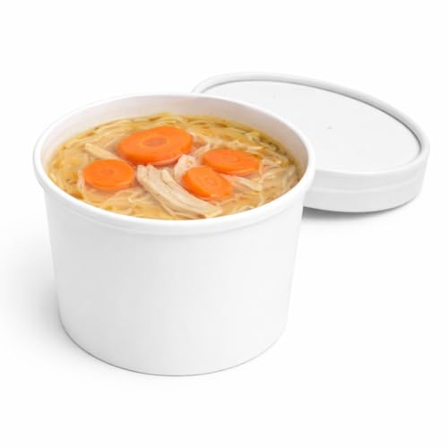 PacknWood Vaso Sopa Cartón con Tapa Blanco 230ml Ø9x6cm 25 Unidades