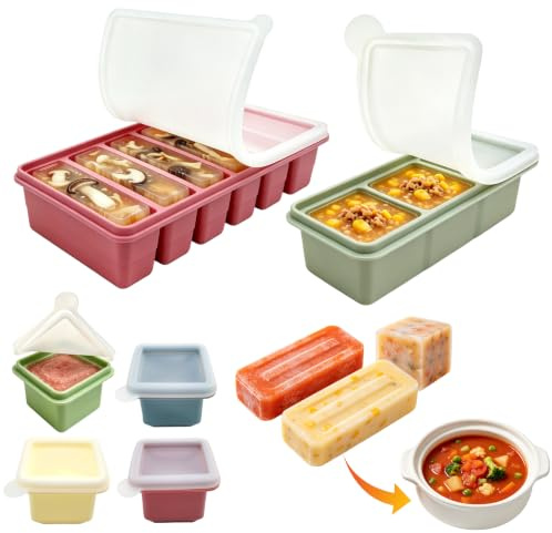 6 Pièces Moule Soupe Congélateur, Moule Congelation Portions | Plateau de Congélation en Silicone avec Couvercle sans BPA Récipients pour la congélation de soupe bouillon et sauce
