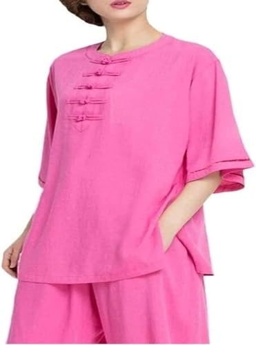 Dam Tai Chi Kostym Bomull Och Linne Kung Fu Uniformer Art Wing Chun(Red,XS)