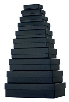 Stewo Geschenkboxen-Set Kartonage, 10-er Satz mit Rillenprägung, schwarz