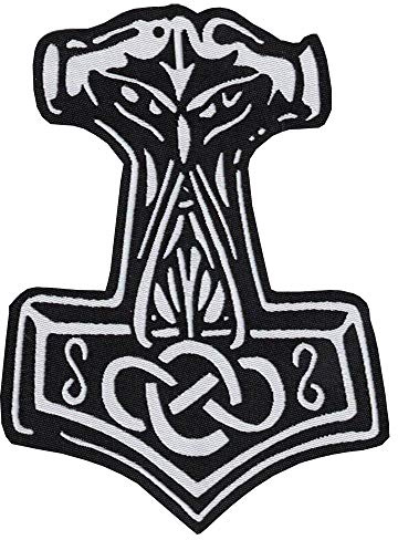 Thor`s Hammer Aufnäher - Thorhammer Aufbügler WIkinger Patch Germanen Mjölnir | für Motorrad Jacke, Biker Kutte und Heavy Metal Battle Jacket
