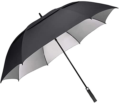 G4Free 68 inch Oversize Windproof Automatic Open Golf umbrella Double Canopy Vented Waterproof Large UV Sun Protection Stick Umbrellas (Black)