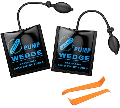 AUTOUTLET 2 X Air Wedge Pump Up Polyurethane Rubber Bag for Car Door Window Frame Fitting Install Shim Wedge Hand Pump Lifts up to 297 lbs