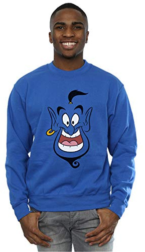 Disney Men's Aladdin Genie Face Sweatshirt Royal Blue X-Large