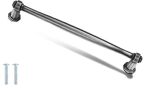 Decoranddecor Antique Brass Copper Silver Matt Black Pewter Door Pull Handle Kitchen Cupboard Cabinet Drawer Pull (160mm Hole Center, Antique Silver/Pewter)