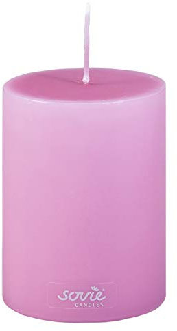Sovie Candles Stumpenkerzen | Flachkopfkerze Blockkerze | Brenndauer ca. 52 Std. | Ø 70 mm x H 100 mm | 12 Stück (Violett)