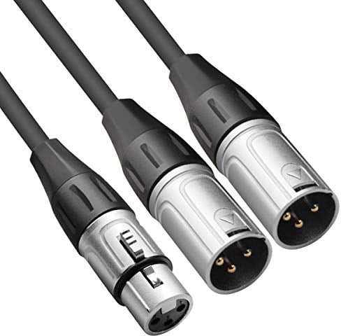 Tisino Cavo splitter XLR, 1 XLR femmina a 2 XLR maschio maschio Patch Y bilanciato microfono splitter cavo audio adattatore - 1,5 m