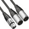 Tisino XLR Female to Male Splitter Cable, 1 Female to 2 Male Patch Y Cord - Balanced Microphone Splitter - 5 Feet, Black