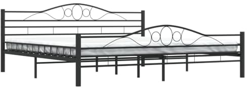 vidaXL Bettgestell Bett Doppelbett Metallbett Bettrahmen Lattenrost Schlafzimmerbett Ehebett Schlafzimmermöbel Schwarz Stahl 180x200cm