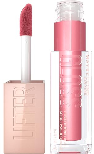 Maybelline Lifter Gloss, Hydrating Lip Gloss with Hyaluronic Acid, High Shine for Plumper Looking Lips, Petal, Warm Pink Neutral, 0.18 Ounce