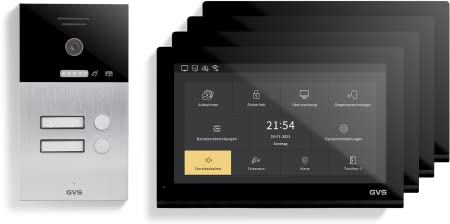 GVS - IP Video Türsprechanlage 2-Familienhaus mit Türöffner, HD Kamera, 4x10 Zoll Monitor & App - Smarte Video Türklingel mit Kamera & Gegensprechanlage (AVS5514A)