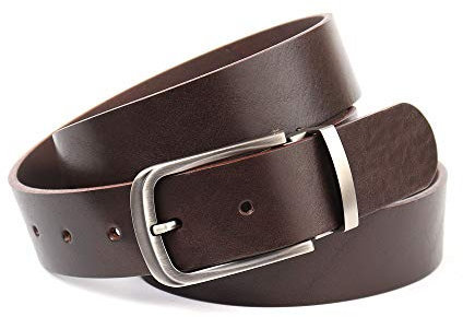 Anthoni Crown Herren Ledergürtel Gürtel, Dunkelbraun, 90