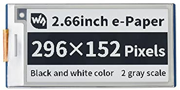 Waveshare 2.66 Pouces E-Paper E-Ink Écran pour Raspberry Pi Pico 296×152 Résolution Module Display E-Ink Bicolore Noir/Blanc 3.3V, SPI Interface, Support Rafraîchissement partiel