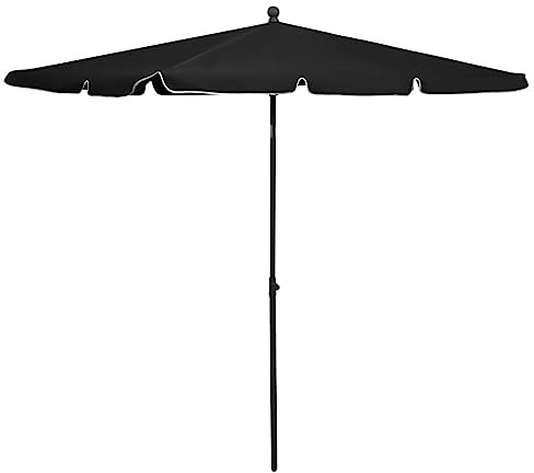 vidaXL Sombrilla de Jardín con Palo, Parasol Protector, Refugio Solar, Paraguas para Patio Playa Terraza Exterior, Negro 210x140 cm