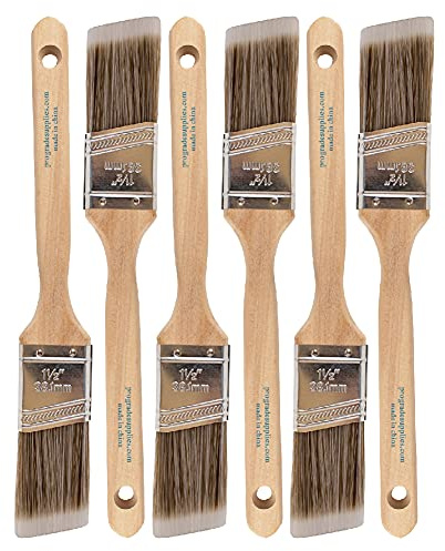 Vermeer Paint Brushes - 6-Pack - 1.5 Angle Sash Brushes for All Latex and Oil Paints & Stains - Home Improvement - Interior & Exterior Use