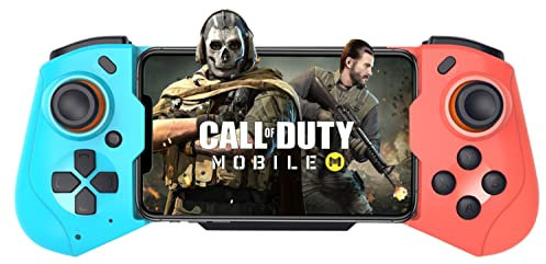 arVin Controlador de juego inalámbrico para iPhone 15, Gamepad MFi para iOS/Android/PC, joystick Bluetooth para iPhone 16/15/14/13/12, Samsung Galaxy, Xiaomi, Huawei (azul y rojo)