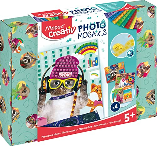 Maped CREATIV - Kreativ- und Bastel-Set PHOTO MOSAICS - Cool - selbstklebende Farbplättchen - Illustration mit echten Tierbildern