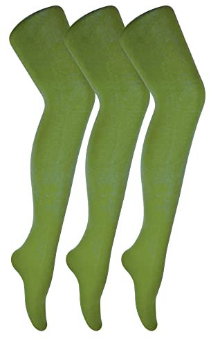 Sock Snob 3 Pair Multipack Womens Coloured Opaque 80 Denier Tights Plain Block Colour Tights (XL, Khaki)
