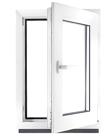 BauPLAZA - Finestra Serramenti in PVC - BIANCO - Vetro triplo - LxA 50 x 70 cm Destra - Rinforzo in acciaio - LxA 500 x 700 mm - Funzione Girevole - Ottima scelta