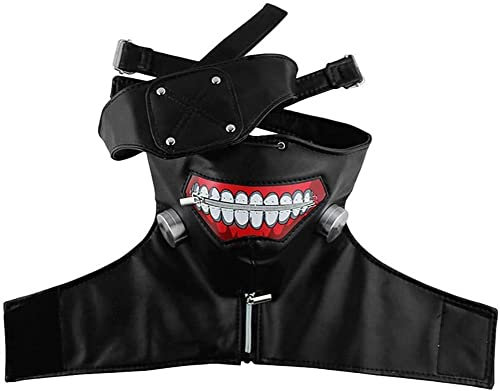 3D Tokyo Ghoul Cosplay-Maske, Halloween-Kostüm, PU-Leder, Ken Kaneki Maske, Verstellbar Mit Reißverschluss, Abnehmbare Augenklappe, Halbmaske Mit Perücke Für Erwachsene