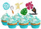 24Pcs Moana Inspired Birthday Cupcake Toppers Glitter Palm Leaf Flower Moana Cupcake Picks Hawaiian Birthday Party Decoration for Tropical Luau Summer Party Baby Shower Wedding
