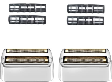 2PACK Replacement Foil and Cutters Compatible with BaBylissPRO Barberology Cordless Metal Double Foil Shaver FXFS2 (FOILFX02) (Silver)