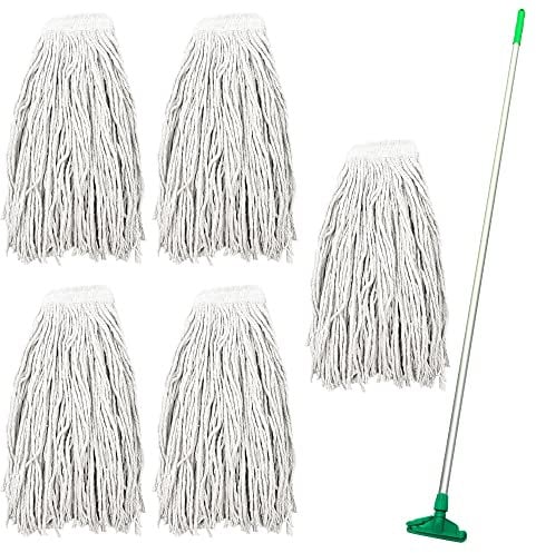 Kentucky Industrial Mop Set - 5 Mop Heads, Aluminium Handle, Green