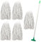 Kentucky Mop Set, Colour-Coded Industrial Mop Includes x5 Kentucky Mop Head, x1 Solid Aluminium Mop Handle & x1 Plastic Kentucky Mop Clip, Commercial-Grade Heavy Duty Mop for Cleaning Floors (Green)