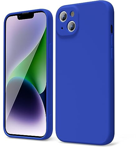 oakxco for iPhone 14 Plus Phone Case Liquid Silicone, Cute Thin Slim Soft Rubber TPU Plain Smooth Gel Cover for Women Girl, Matte Solid Protective & Shockproof, Royal Blue
