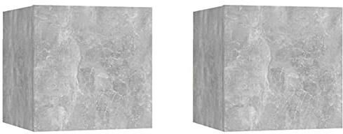 Tidyard Armoire murale pour TV 2 pièces, meuble TV suspendu, meuble TV moderne, armoire murale, meuble TV gris ciment 30,5 x 30 cm