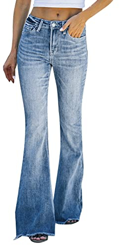 Briskorry Jeanshose Damen Bootcut Schlaghose,Hohe Taille Skinny Pants Mode Distressed Cargohosen Casual Frauen 90'S Flare High Rise Jeans Lässige Strecken Flared Bootcut Jeans Slim Fit Jeanshose, XXL