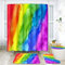 Regenbogen-Abstraktes Badezimmer-Set mit Duschvorhang und Teppichen und Zubehör, Regenbogen-Aquarell-Duschvorhang-Sets, bunte Rot, Orange, Regenbogen-Duschvorhänge für Badezimmerdekoration, 4 Stück