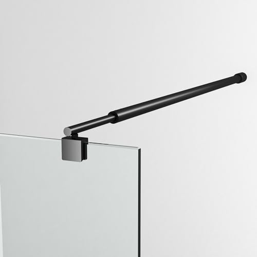 Dusche Einziehbar Stabilisator 73-123 cm, Edelstahl Haltestange Stabilisierungsstange für Glasstärken 8-10 mm für Walk-in Duschabtrennung Duschwand Duschkabine Matt Schwarz