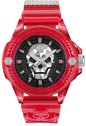 Philipp Plein Herren Analog Quarz Uhr mit Silikon Armband PWWAA0223
