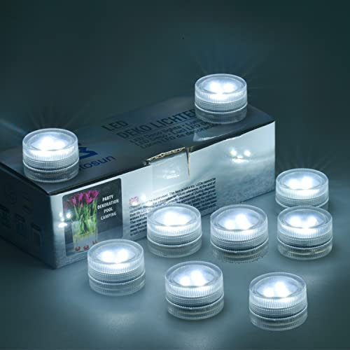 Mini Waterproof LED Christmas TeaLights - 20pcs Bright Battery Powered LED Puck Accent Light for Party Events Wedding Centerpiece Vases Lantern Paper Crafts Poll Pond Hot Tub Fountain Decor (White)