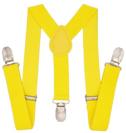 PlayCool Child Kids Suspenders - 1 Adjustable Y-Back Suspender for Boys & Girls - Yellow