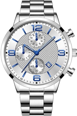 Orologio da uomo in acciaio inossidabile alla moda, personalità, quadrante grande con calendario, orologio al quarzo analogico, casual