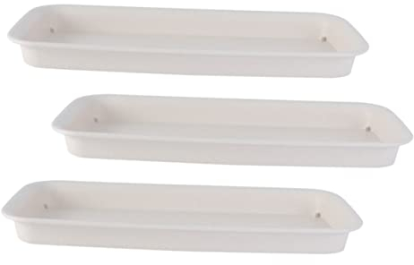 Yardwe Palettes 3 Pièces Plateau De Pot De Fleur Soucoupes De Jardinière Robustes Bacs à pour Plantes Soucoupe Rectangulaire Pot Fleur Plateau Bonsaï Blanche Rectangle Plastique Tuyau